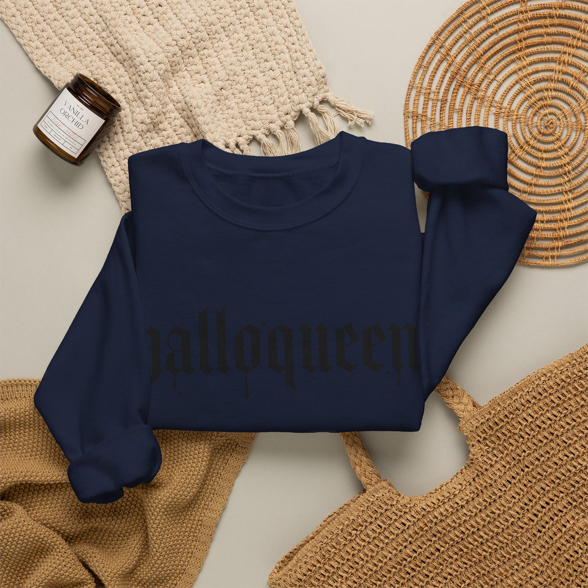 HalloQueen Crewneck Sweatshirt – Gothic Halloween Graphic Pullover