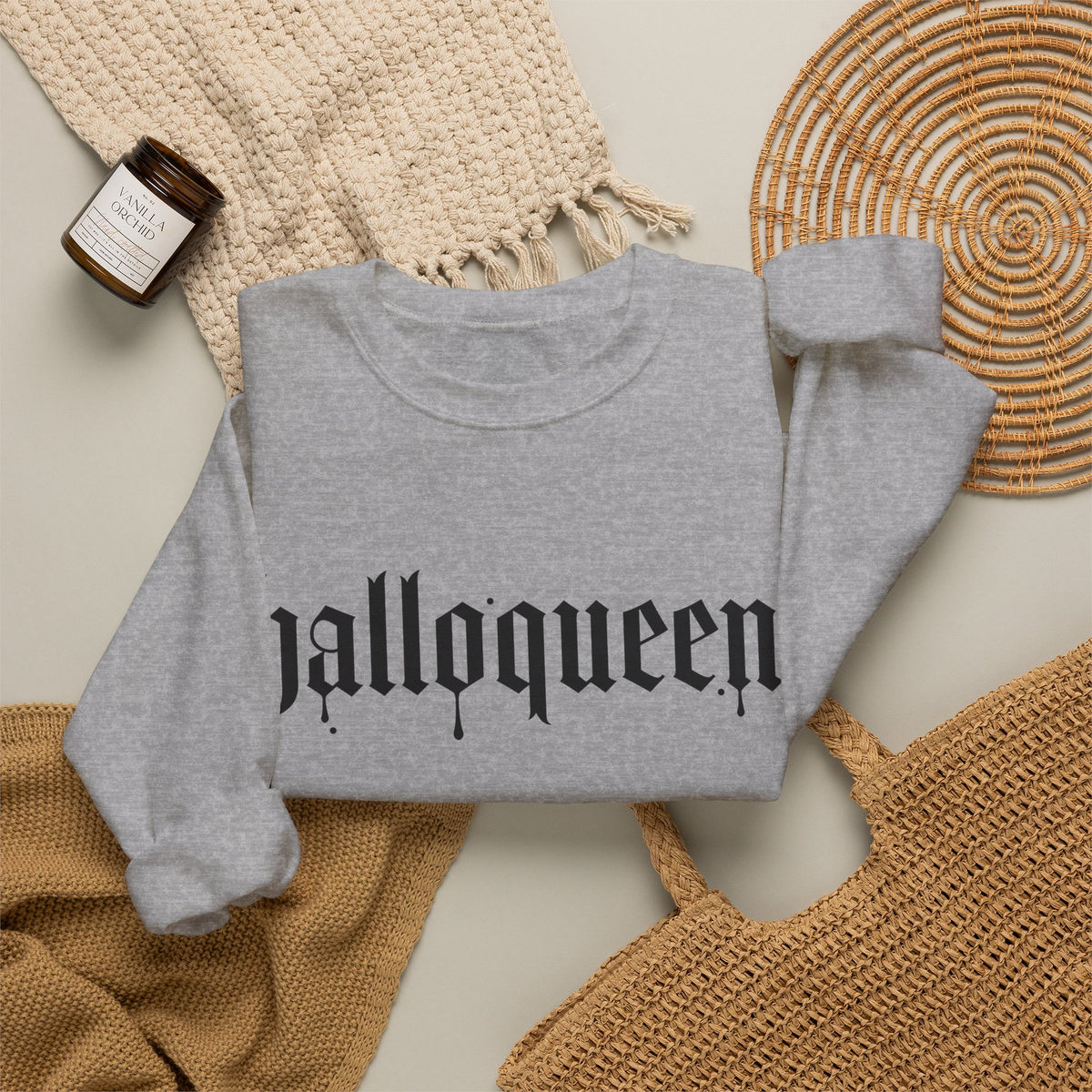 HalloQueen Crewneck Sweatshirt – Gothic Halloween Graphic Pullover