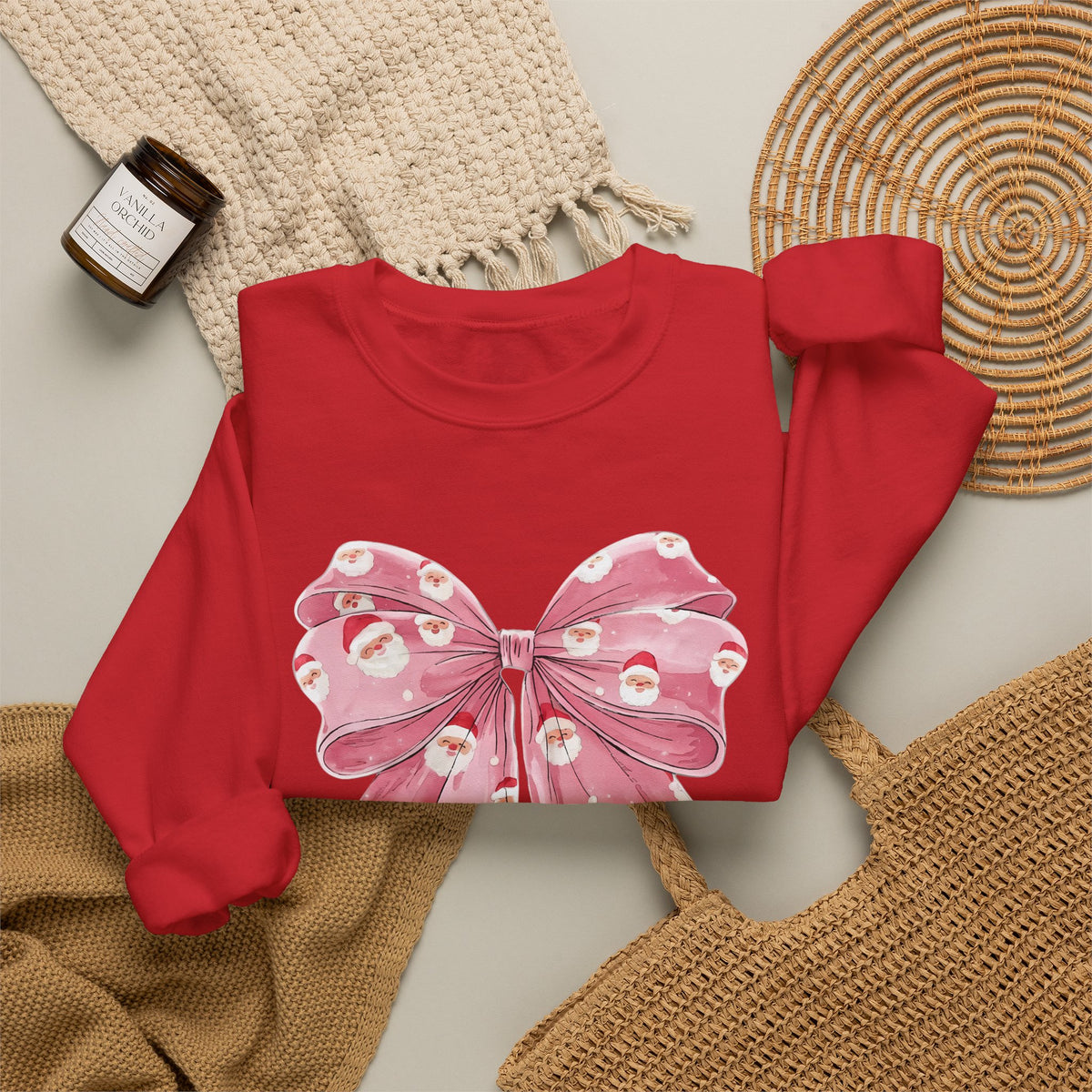 Santa Bow Holiday Crewneck Sweatshirt