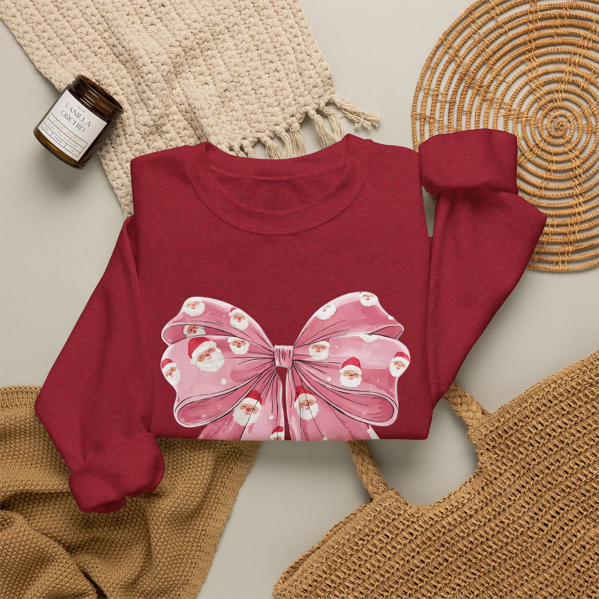 Santa Bow Holiday Crewneck Sweatshirt