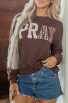 Plaid Pray Crew Neck Sweatshirt