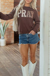 Plaid Pray Crew Neck Sweatshirt