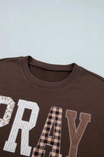 Plaid Pray Crew Neck Sweatshirt