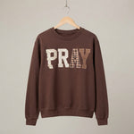 Plaid Pray Crew Neck Sweatshirt
