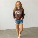 Plaid Pray Crew Neck Sweatshirt