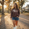 Plaid Pray Crew Neck Sweatshirt